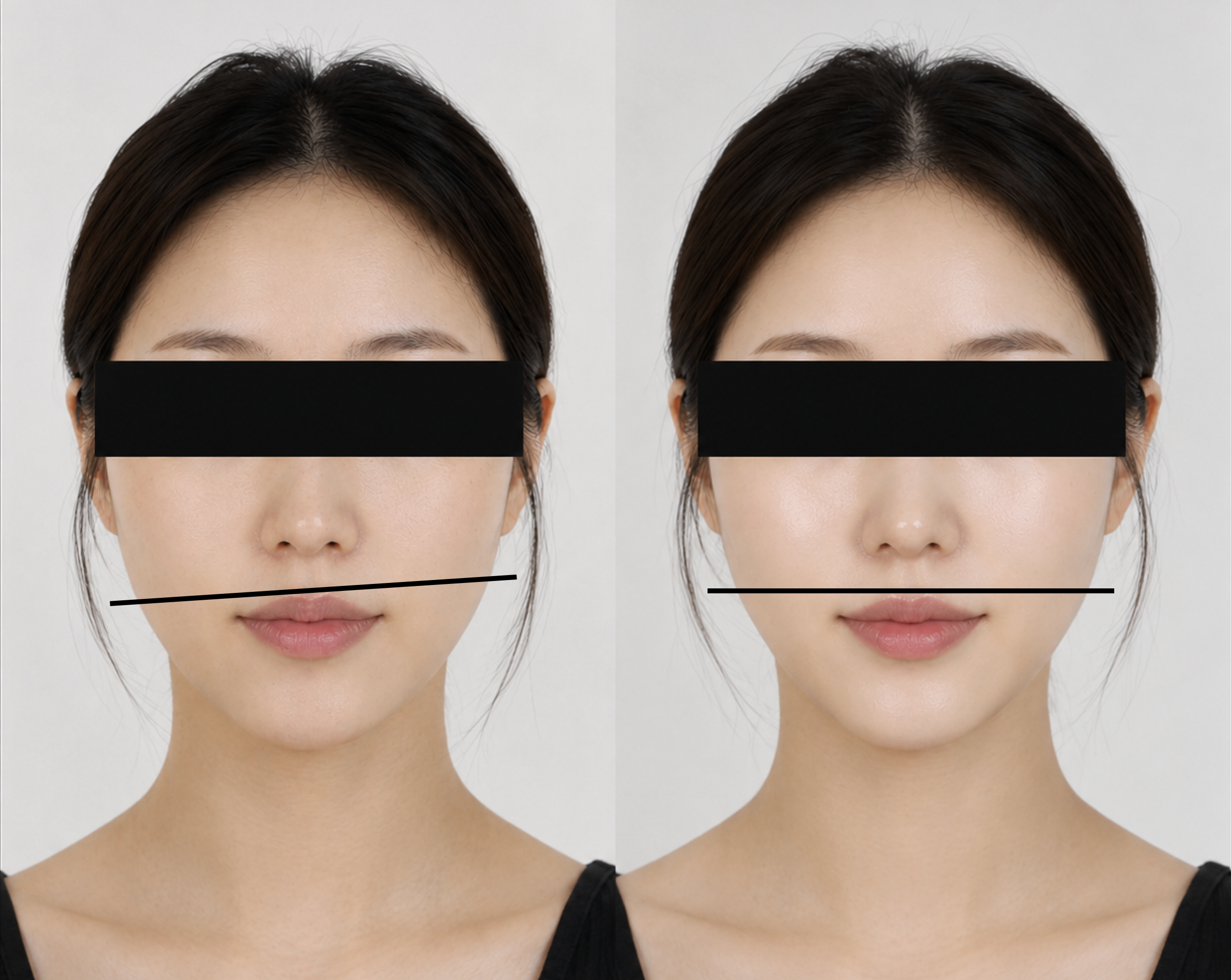 좌우 대칭 시술 전후